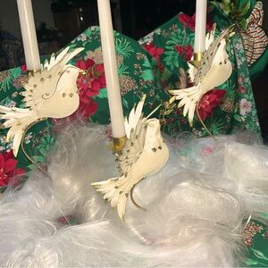 Vintage Christmas Silvestri Dove Candlestick Candle Holders - Set Of 3 NEW